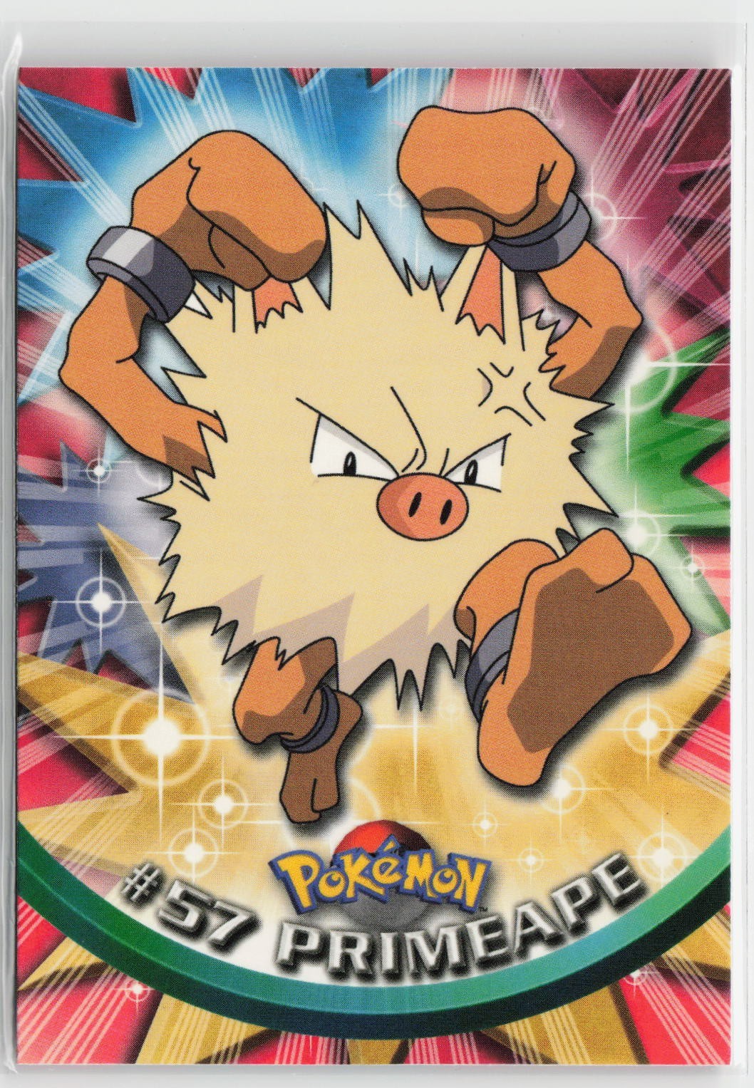 Primeape #57 Topps 1999 Series 1 Blue Logo Label 1st Print Pokemon Card NM