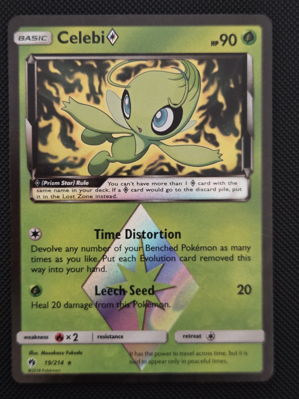 Celebi Prism Star 19/214 - S&M Lost Thunder 2018 English Pokemon Holo Rare LP