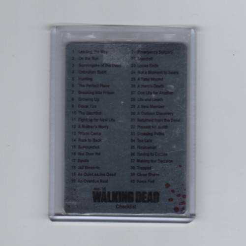 WALKING DEAD SEASON 3 PT 1 SILVER METAL CARD #72 "CHECKLIST"   /4