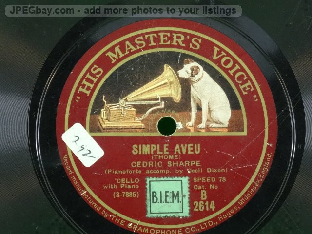 CEDRIC SHARPE SIMPLE AVEU / MELODY IN F 78 RPM (453/4) (453) 2 TRACK 78 RPM HMV