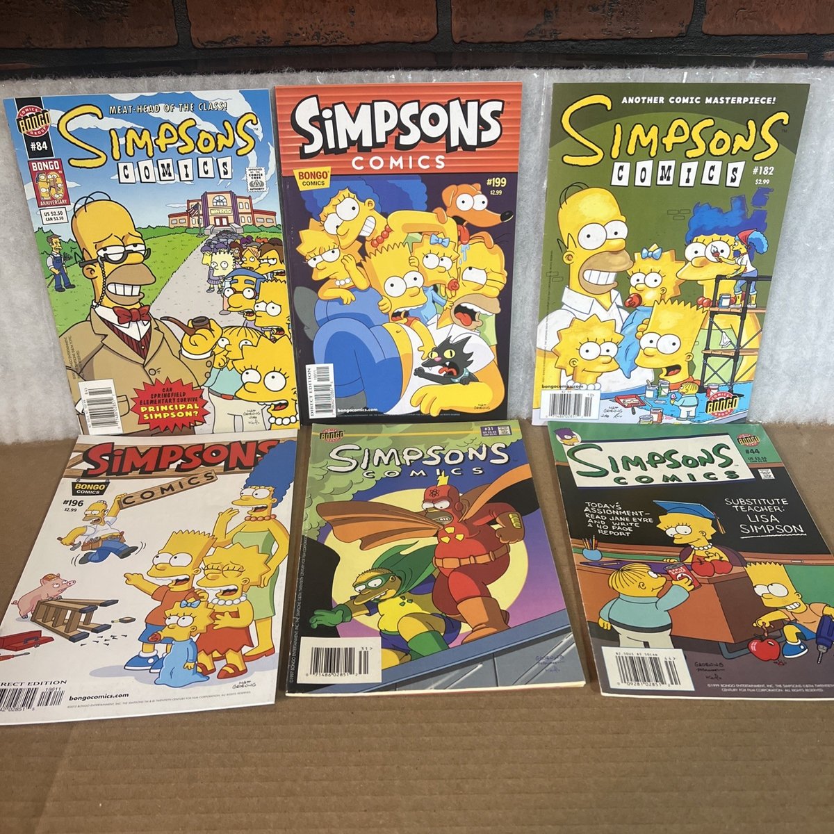 Simpsons Comics Lotto di 6 Bongo Comics #31 44 84 182 196 199