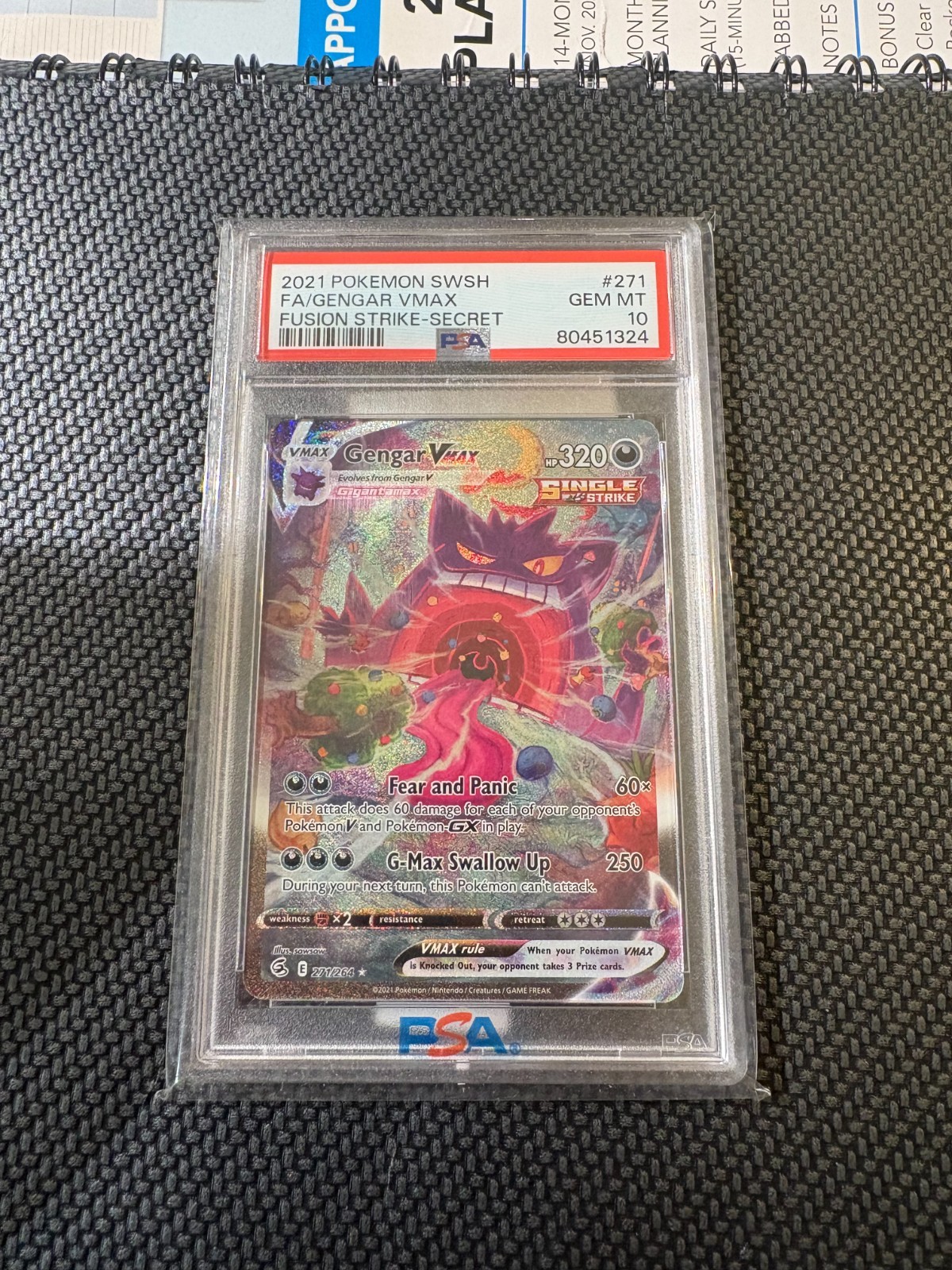Pokemon Spada e Scudo 2021 Attacco Fusione 271 Gengar Vmax PSA 10