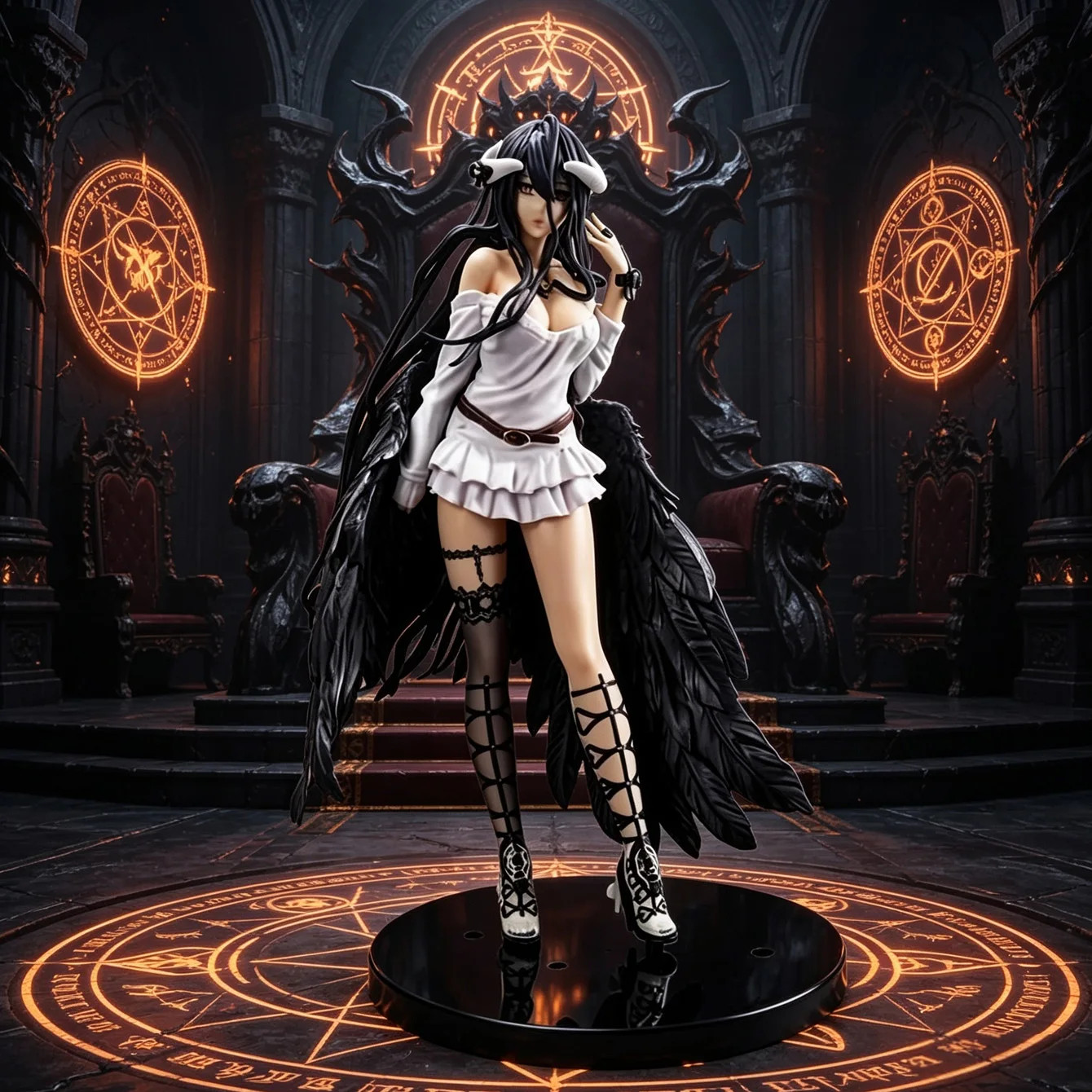 Albedo Figure Overlord Anime PVC Vestito Bianco Ali Nere Corna Da Collezione 2026