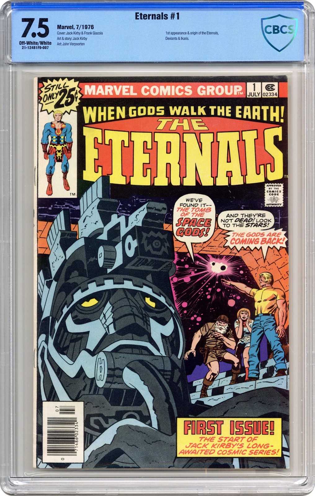 Eternals #1 CBCS 7.5 1976 21-12481F9-007 1° App. Eternals, Ikaris, Makkari, Kro