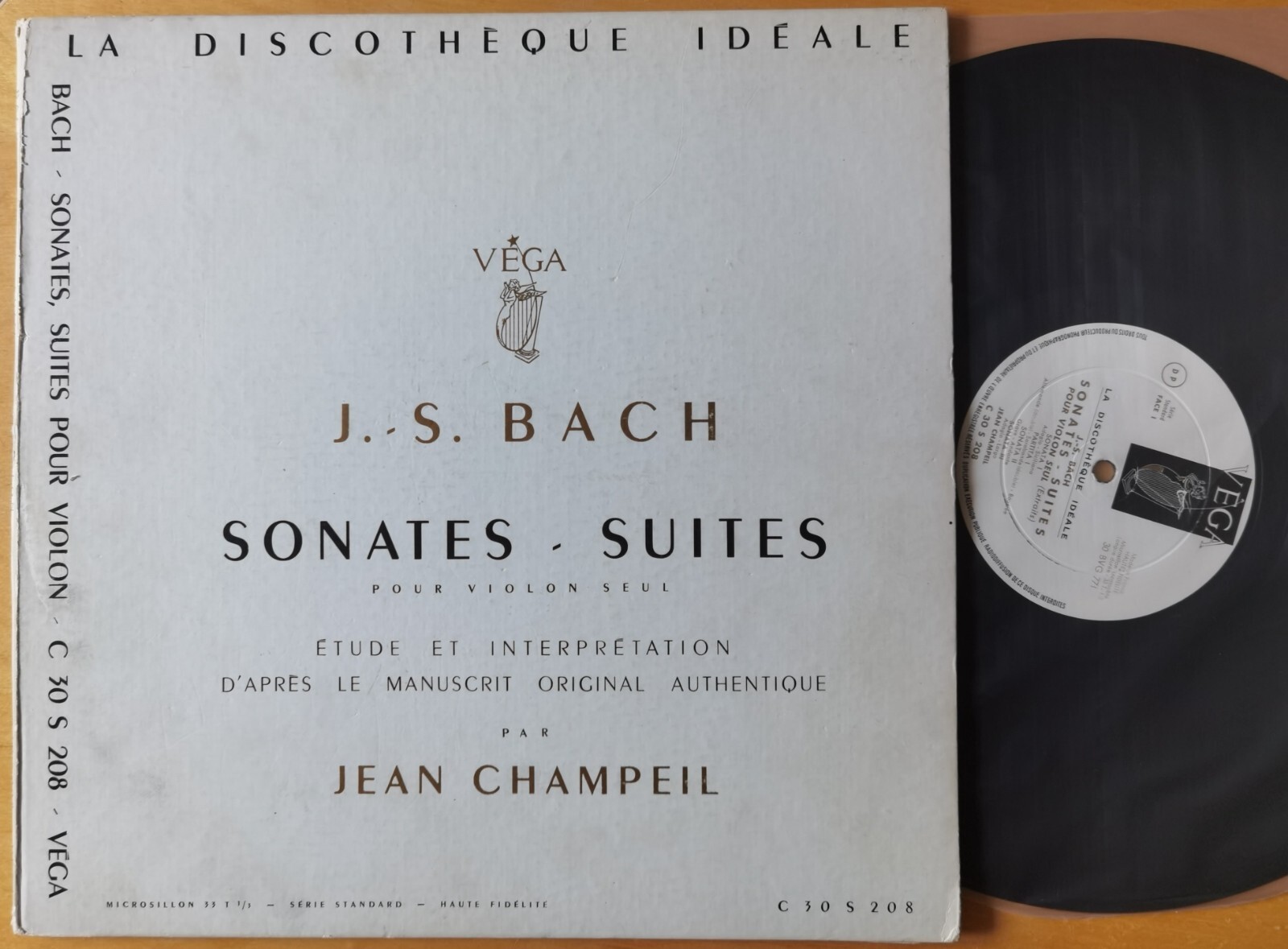 Ultra Rare Jean Champeil Bach Sonatas Suites LP Vega C 30 S 208 French ED1
