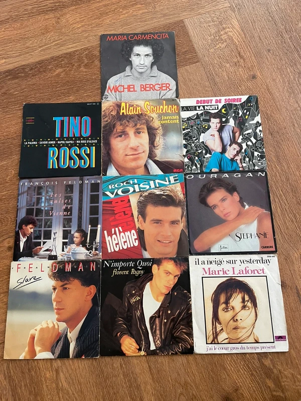Lot 10 vinyles 45 tours hit Français