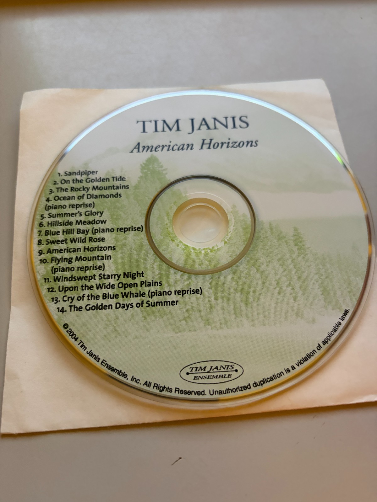 American Horizons by Tim Janis (CD) DISC ONLY
