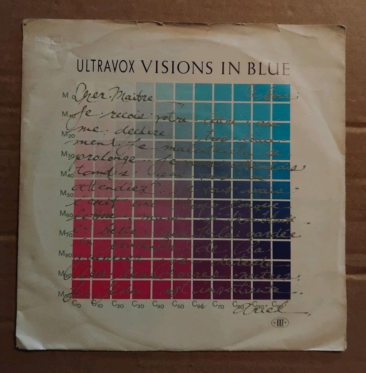 Ultravox - Visions In Blue.  Ltd Ed Clear Vinyl 7"Single 1983. EX/G+