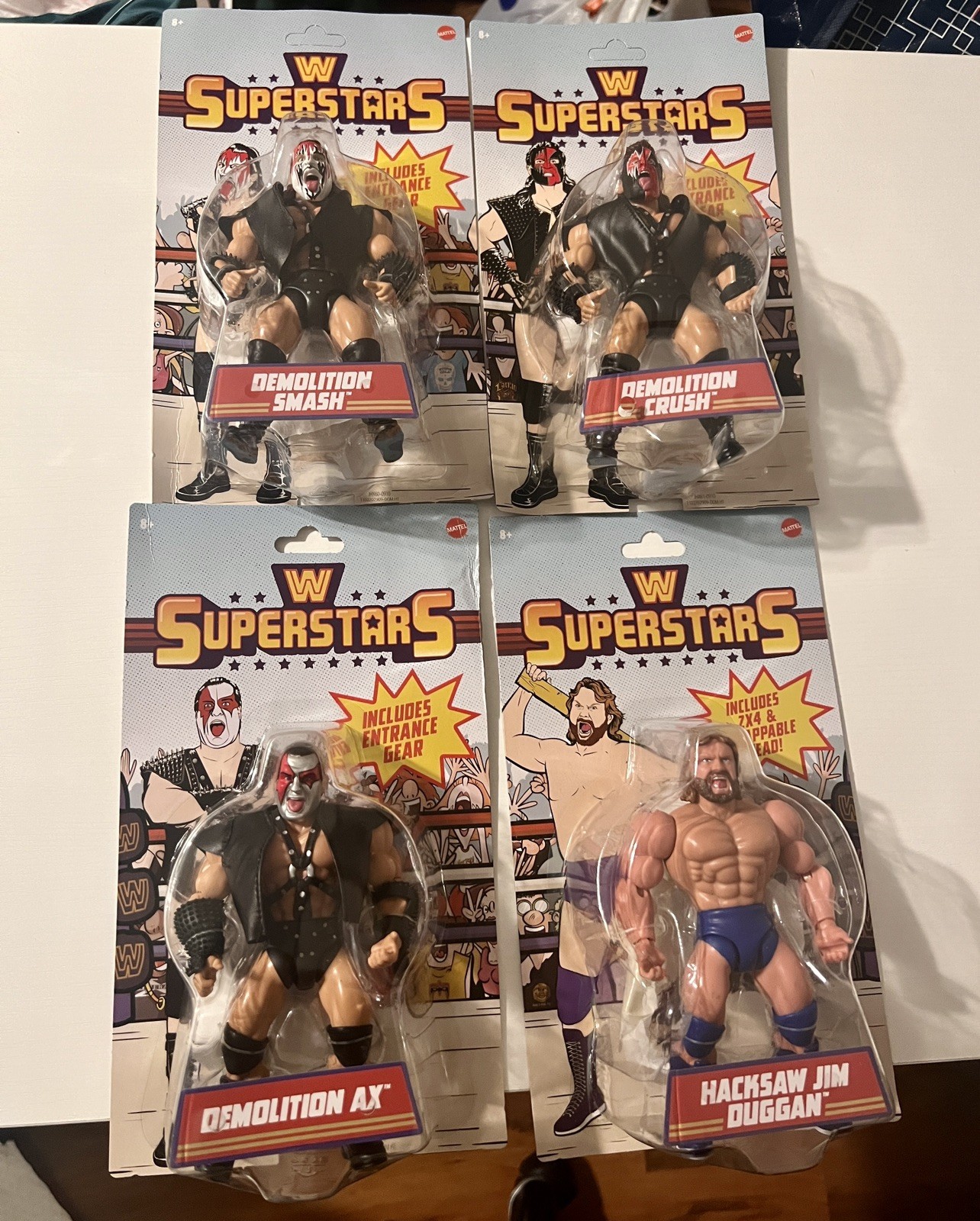 WWE Superstars Series 17 Set di 4 Demolition Hacksaw Ax Smash Crush nuovi con scatola