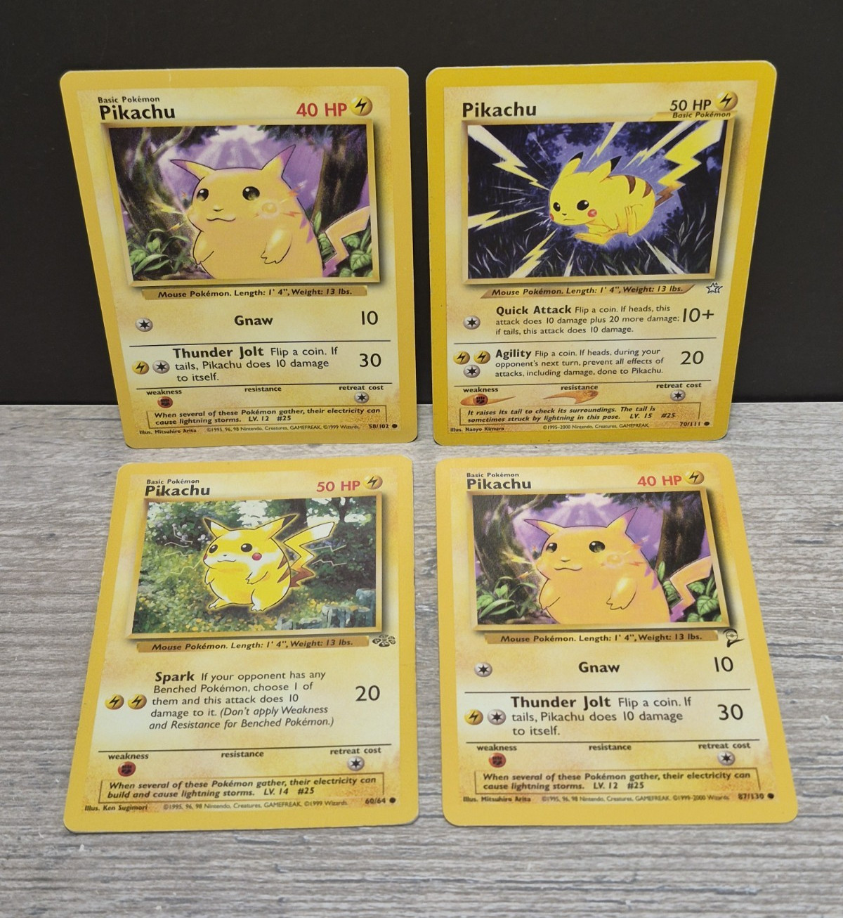 Lotto 4 carte Pokemon Card Pikachu Card WOTC gioco di carte collezionabili