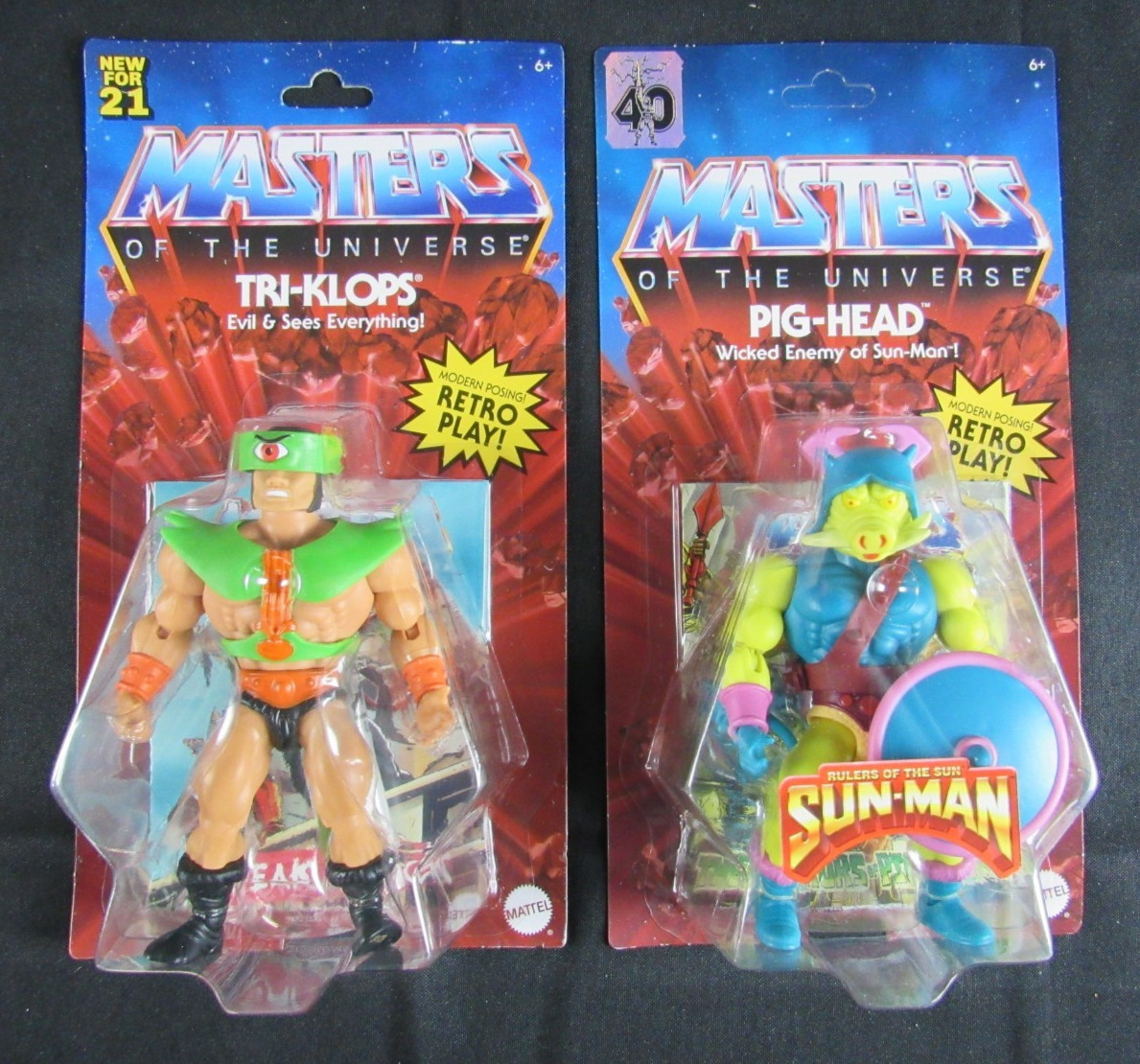 Mattel MOTU Masters of The Universe Retro Play Tri-Klops & Pig-Head MIP A231