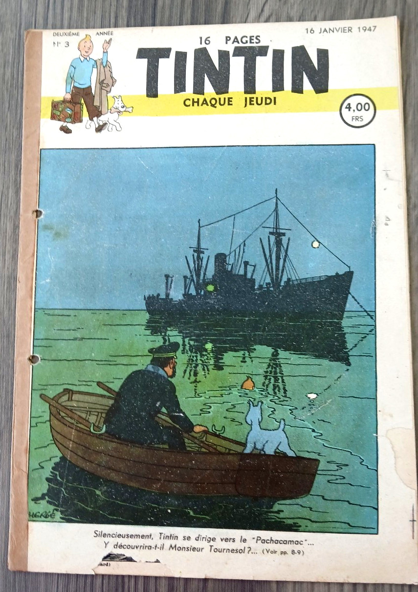 TINTIN n° 3 EDGAR P JACOBS LE RALLIC LAUDY 16/01/1947 JO JETTE JOCKO couv Hergé