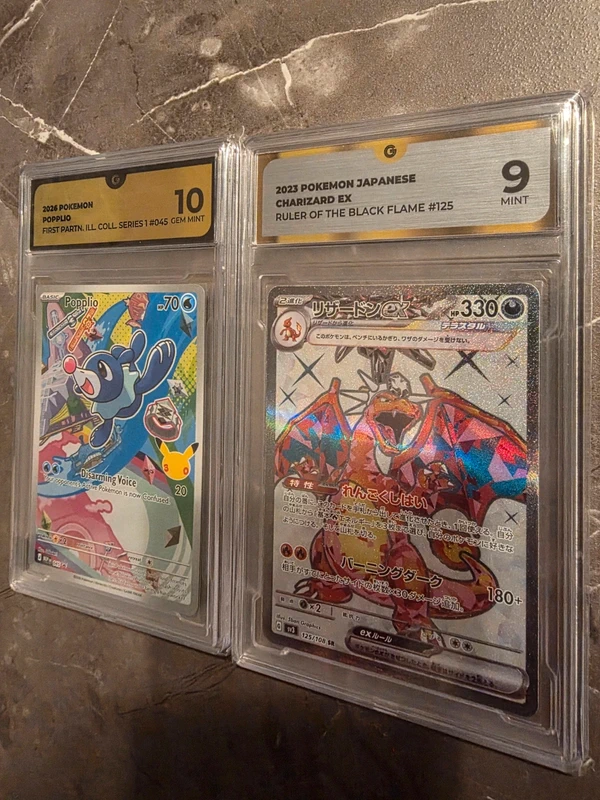 🔥 Lot Pokémon gradé – Popplio 10 Gem Mint + Dracaufeu ex 9 Mint 🔥