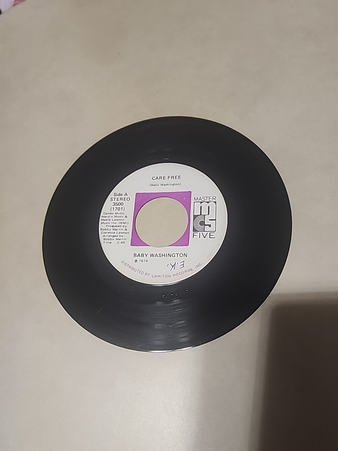 Baby Washington – Care Free / Can’t Get Over Losing You 45 RPM Soul Vinyl 1974
