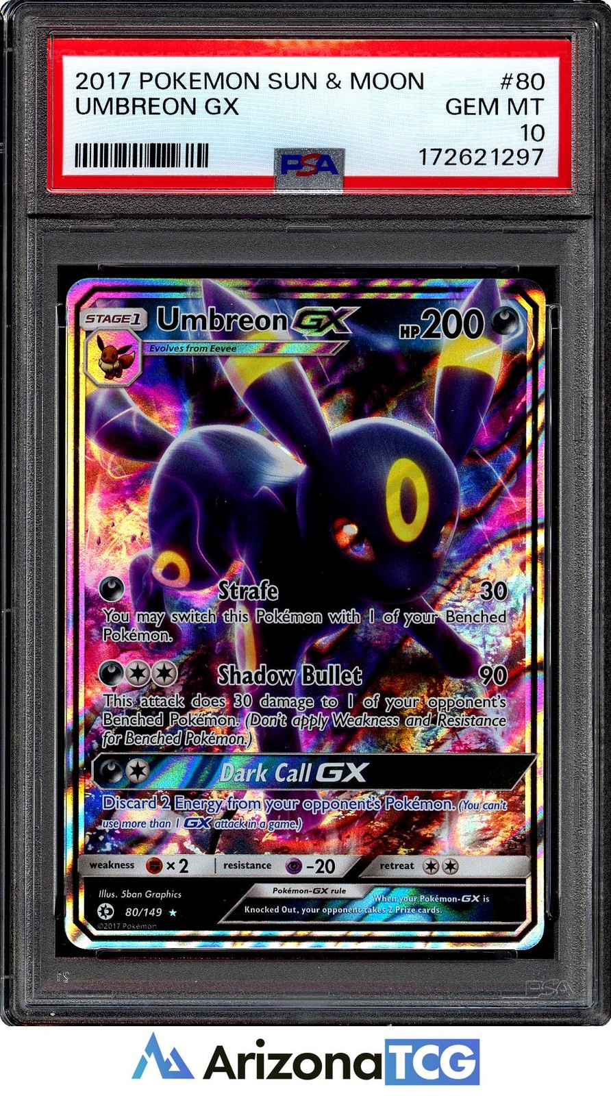 Pokemon 2017 Umbreon GX 80/149 Ultra Raro Sole e Luna GIOCO PERFETTO COME NUOVO PSA 10