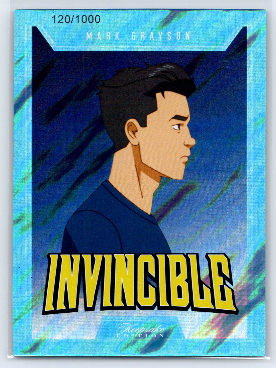2025 Keepsake Invincible Stagione 1 Mark Grayson Blue Holo Parallel #/1000 #10