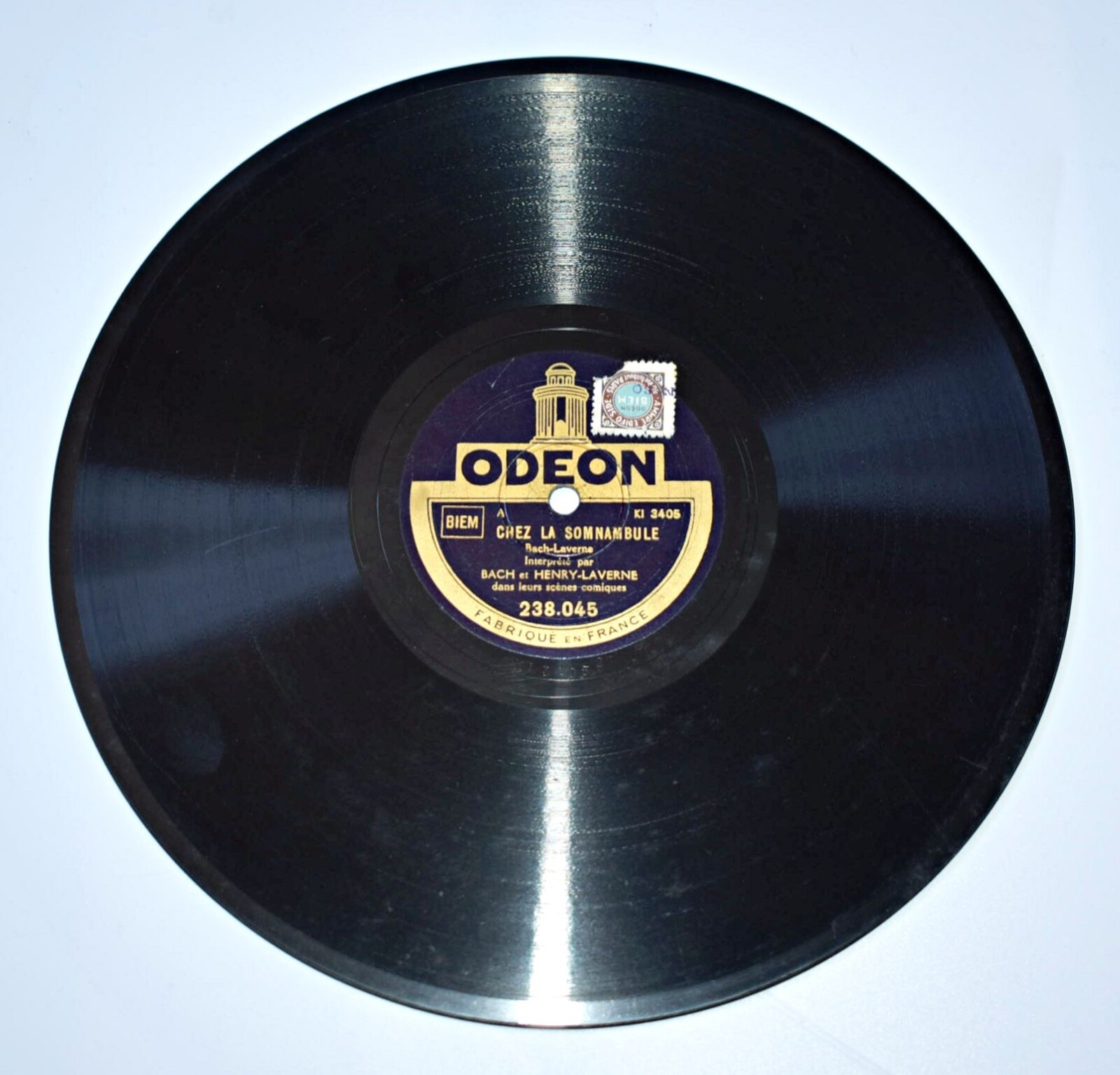 VINTAGE FRENCH ODEON 78rpm RECORD BACH et HENRY-LAVERNE CHEZ LA SOMNAMBULE c1930
