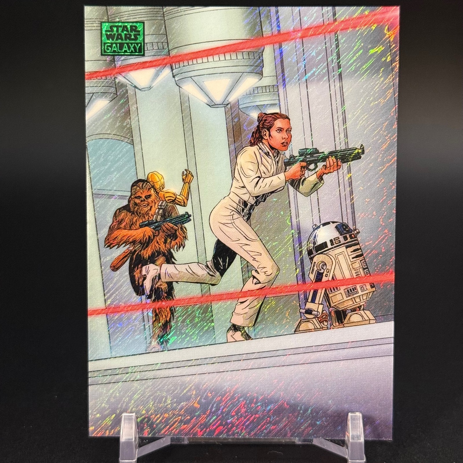 2026 Topps Chrome Star Wars Galaxy #24 Cloud City Escape rifrattore verde brillante