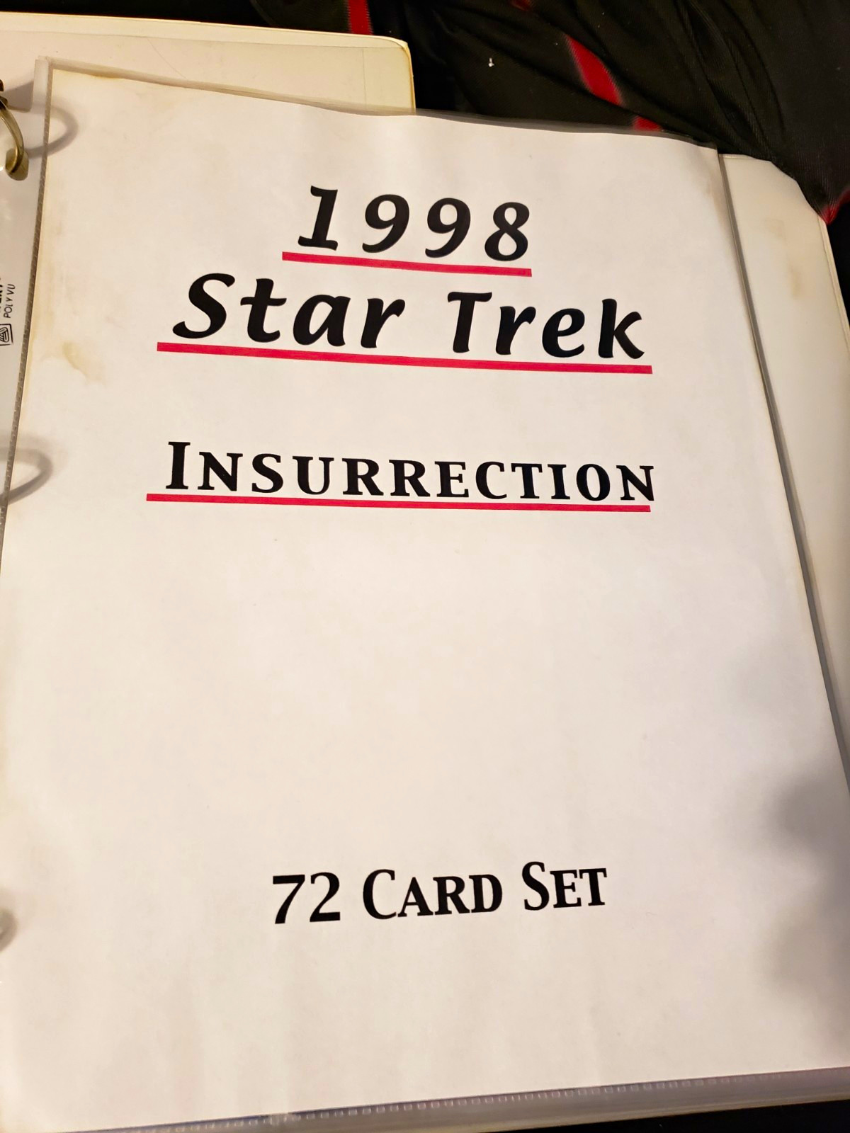 SkyBox Star Trek Insurrection 1998 set base completo 72 carte film carte collezionabili