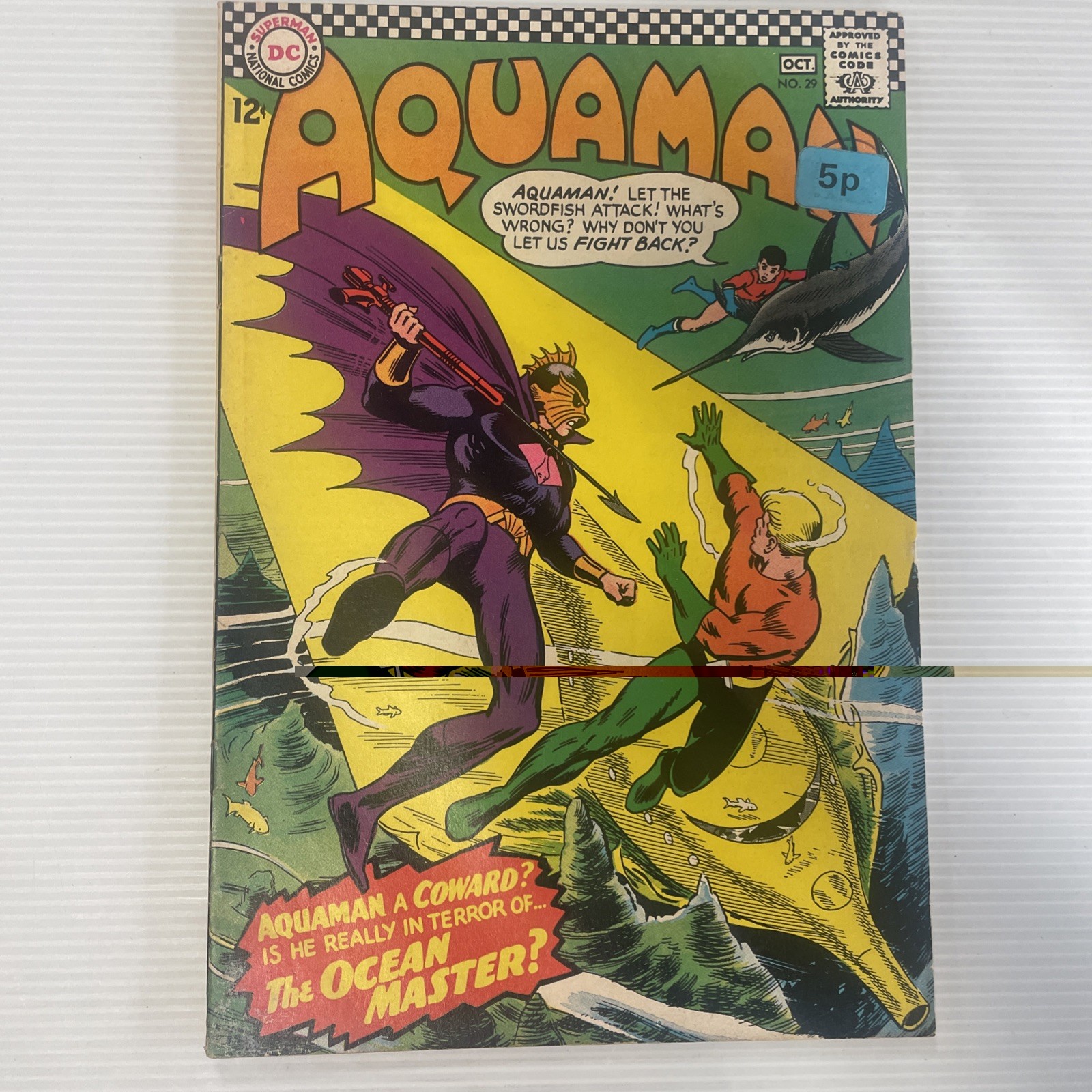 Aquaman #29 1966 GD/VG 1st Appearance Of Ocean Master Pence Sticker *See Descrip