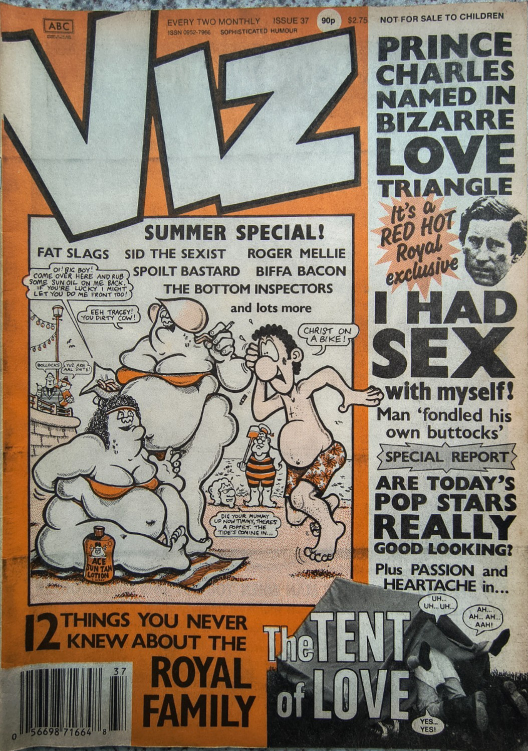 Viz Comic Issue No 37 1989 Torn Back Cover, Toilet Humour at its best! Fat Slags