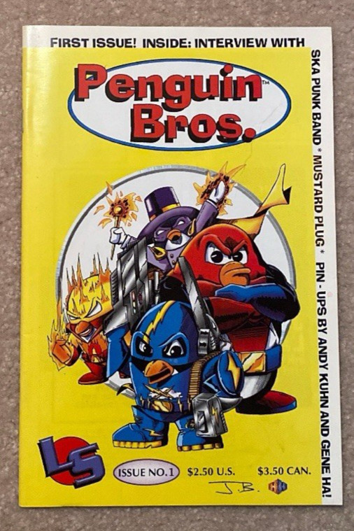 Penguin Bros #1 fumetto autografato Joshua Blaylock 1997 Labyrinth Studios