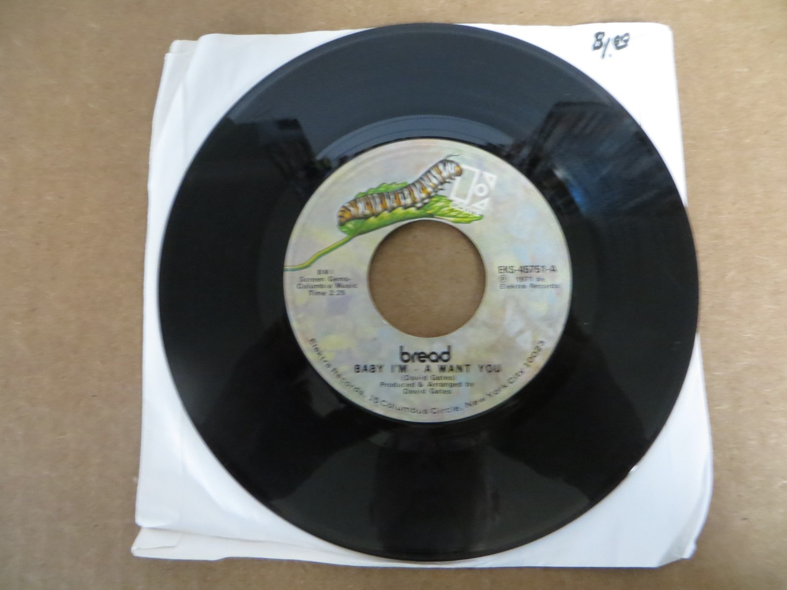 Bread – Baby I'm - A Want You - 1971 - Elektra EKS-45751 7" Single G+/Generic