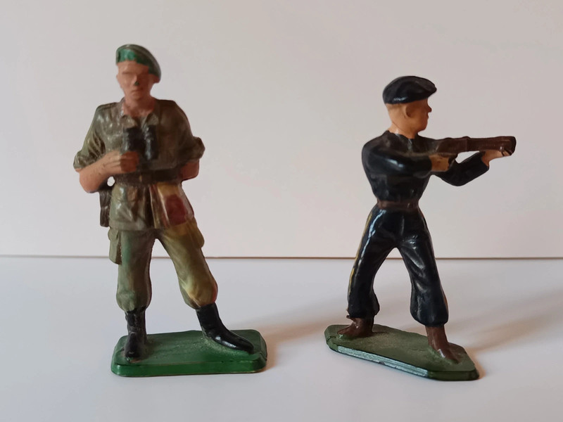 Lotto 2 Soldatini Vintage Starlux Militari Francesi Anni 70 - Base Marmorizzata