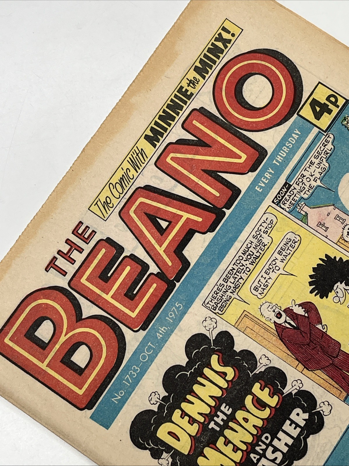BEANO COMIC - OCTOBER 4th 1975 - 50th Birthday Gift - Vintage 70s Comic