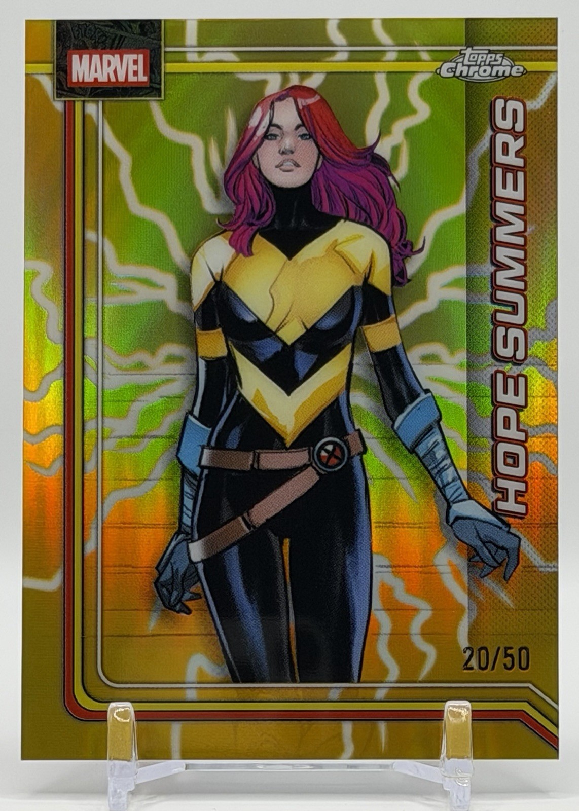 Hope Summers 2026 Topps Chrome Marvel #049 Storm’s Gold Lighting Refractor /50