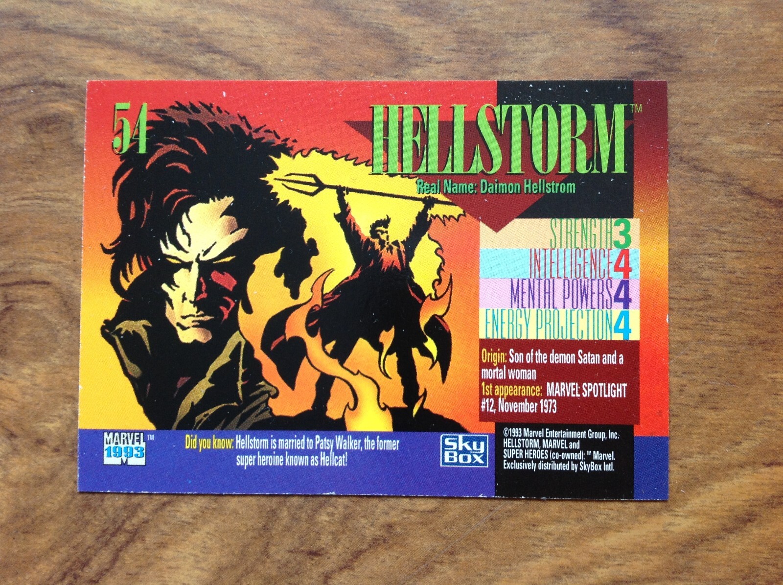 Hellstorm  1993 Marvel Universe:  #54  SkyBox. Free UK Postage