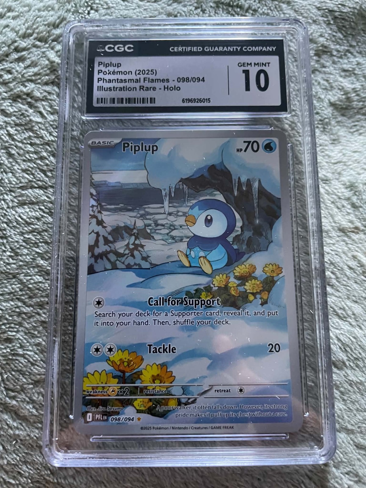 Piplup 098/094 Phantasmal Flames Illustration Rare CGC 10