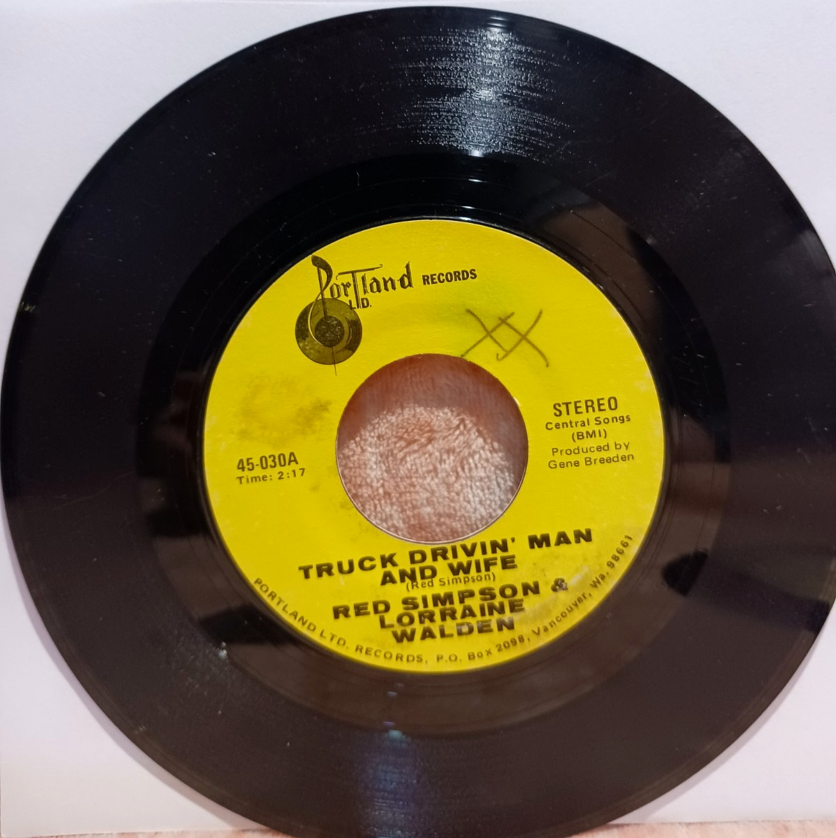 Red Simpson & Lorraine Walden Truck Drivin' Man And Wife 45-030 7" Portland