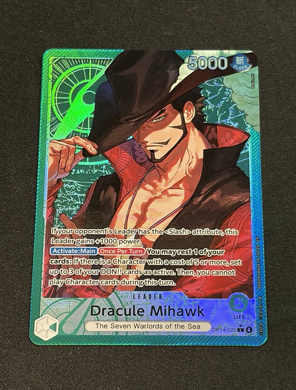 Dracule Mihawk - OP14-020 (Arte Alternativa) OP14-020 I Sette Fogli del Mare Azzurro