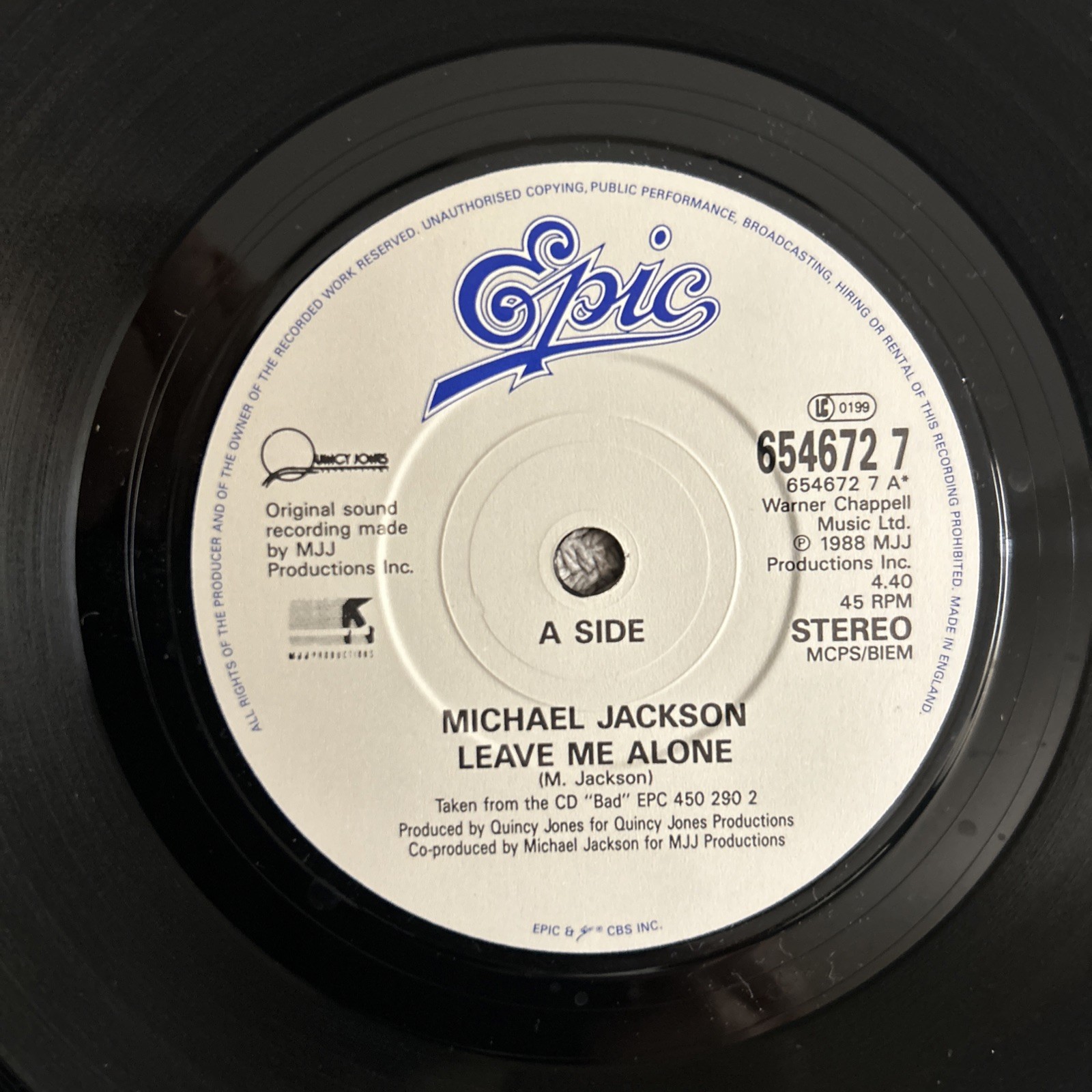 Michael Jackson / Leave me alone / Human Nature Epic 7” UK 1988 EX Vinyl 