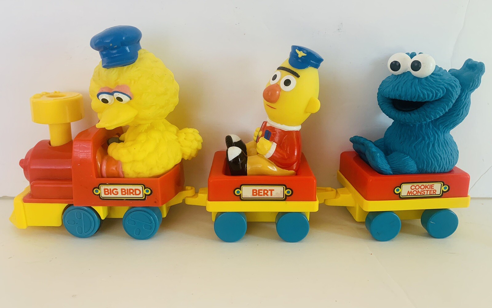 Treno giocattolo vintage Big Bird Wind Up illco Sesame Street 1989 Bert Cookie Monster