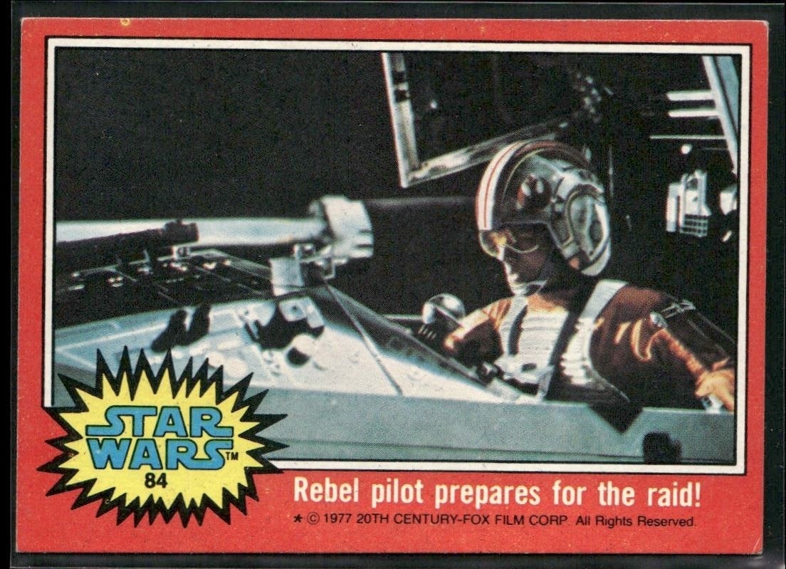 ⭐ 1977 Topps Star Wars Serie 2 Luke Skywalker pilota ribelle si prepara #84 EX