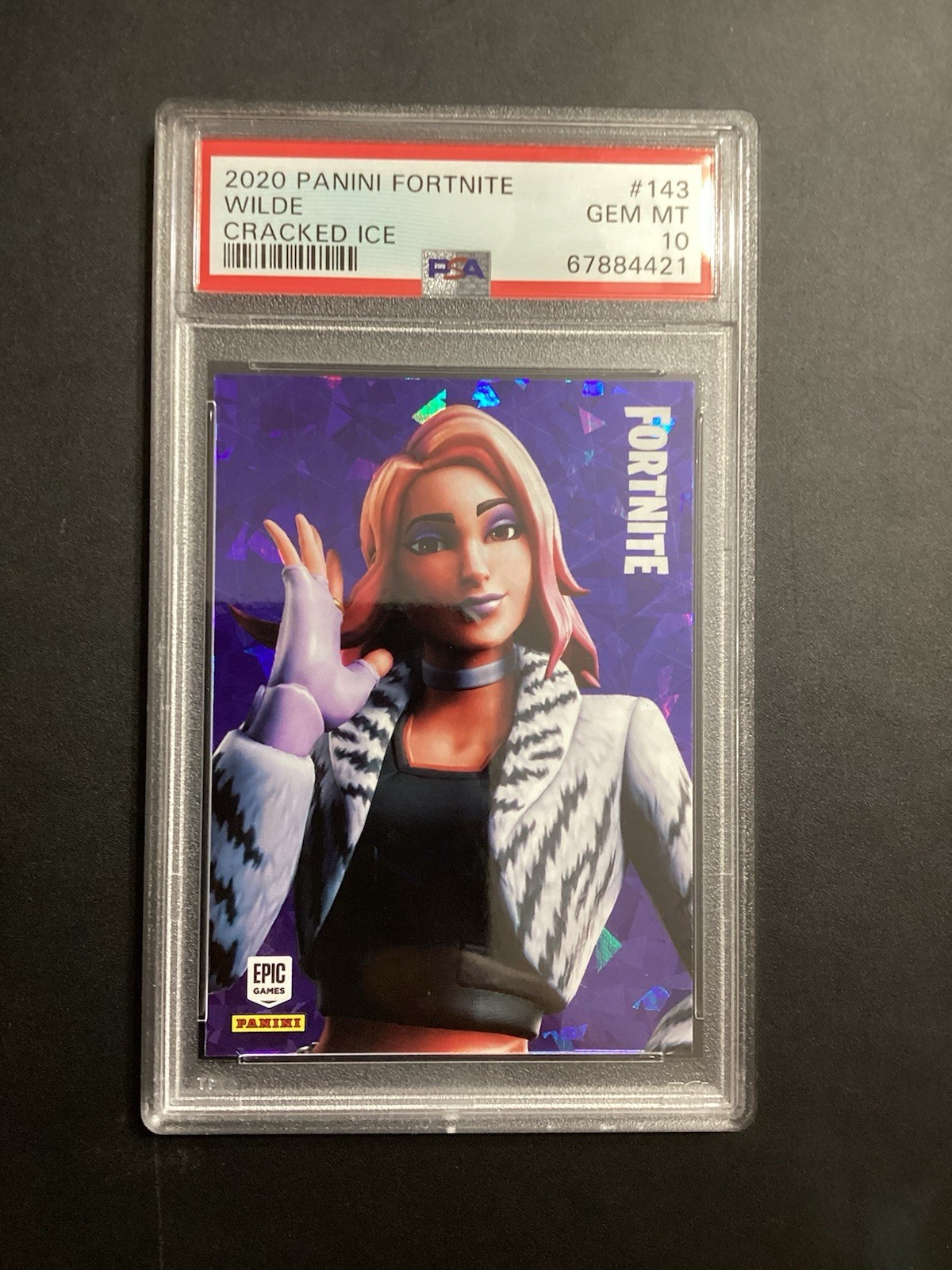 2020 PANINI FORTNITE #143 WILDE CRACKED ICE PSA 10 🇺🇸 STAMPA POP 1