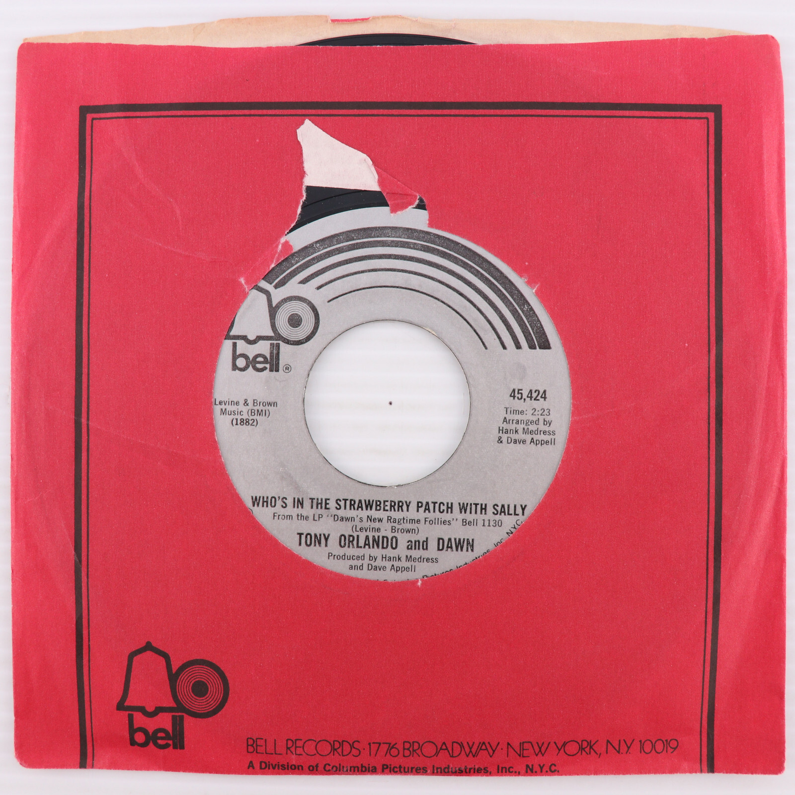 Tony Orlando - Who's In The Strawberry Patch w/ Sally 1973 45 rpm Record 45,424