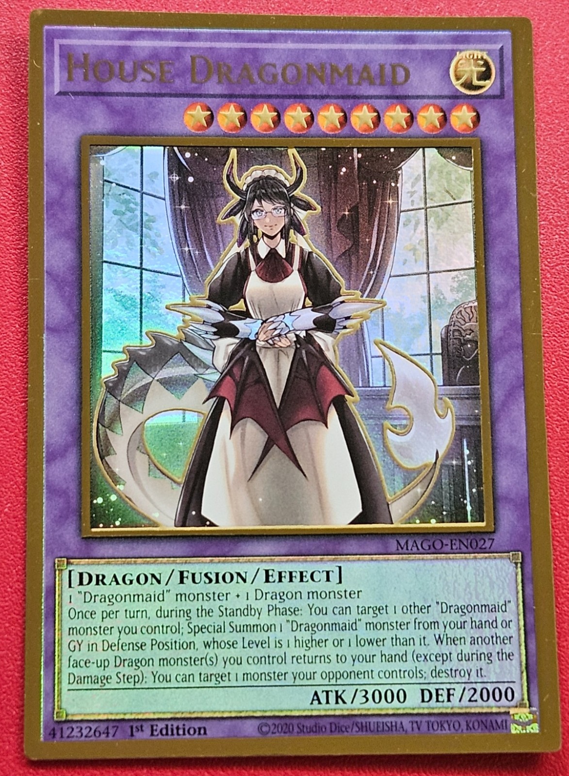 1x Yu-Gi-Oh! House Dragonmaid - MAGO-EN027 - Premium Gold Rare - 1st Edition -NM