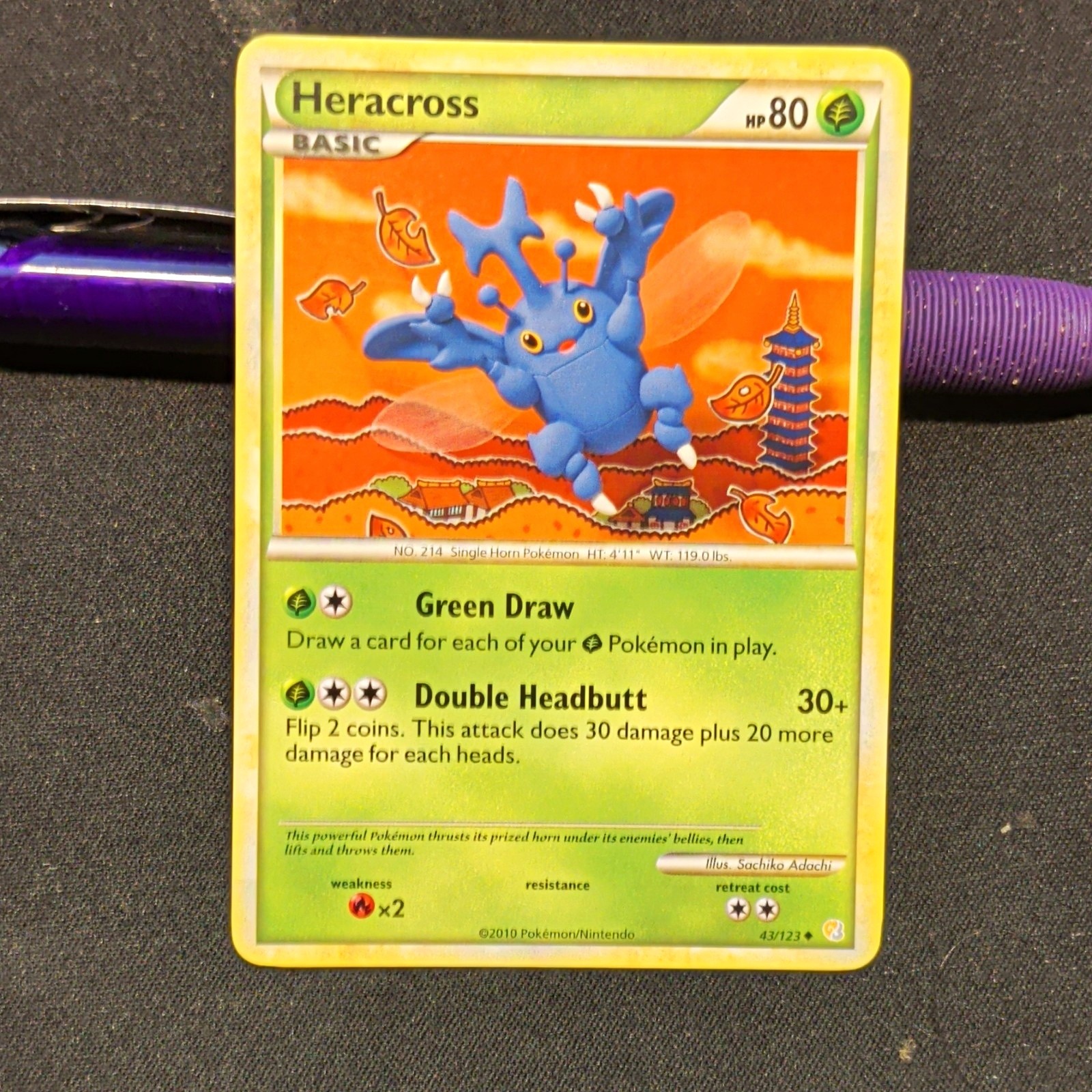 Heracross 43/123 Uncommon HeartGold & SoulSilver Basic Eng 2010 80 HP Regular NM