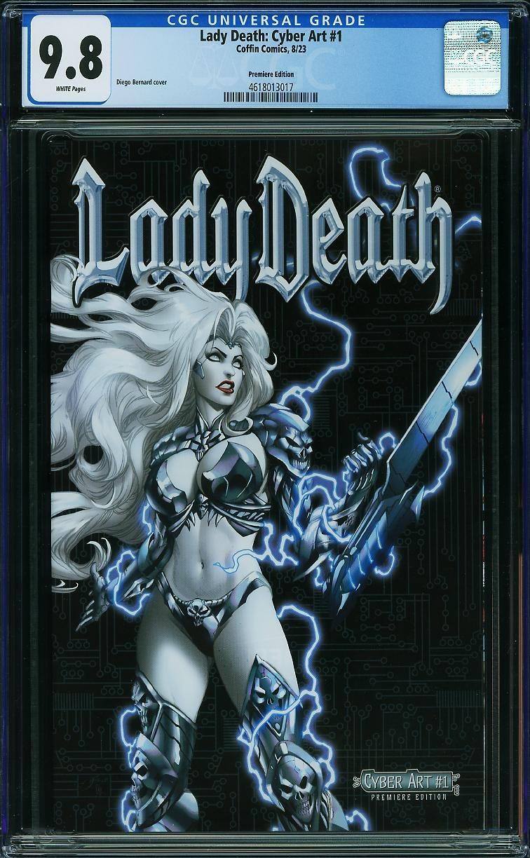 Lady Death Cyber Art 1 CGC 9.8 NM-MT WP Premiere Diego Bernard Coffin 2023