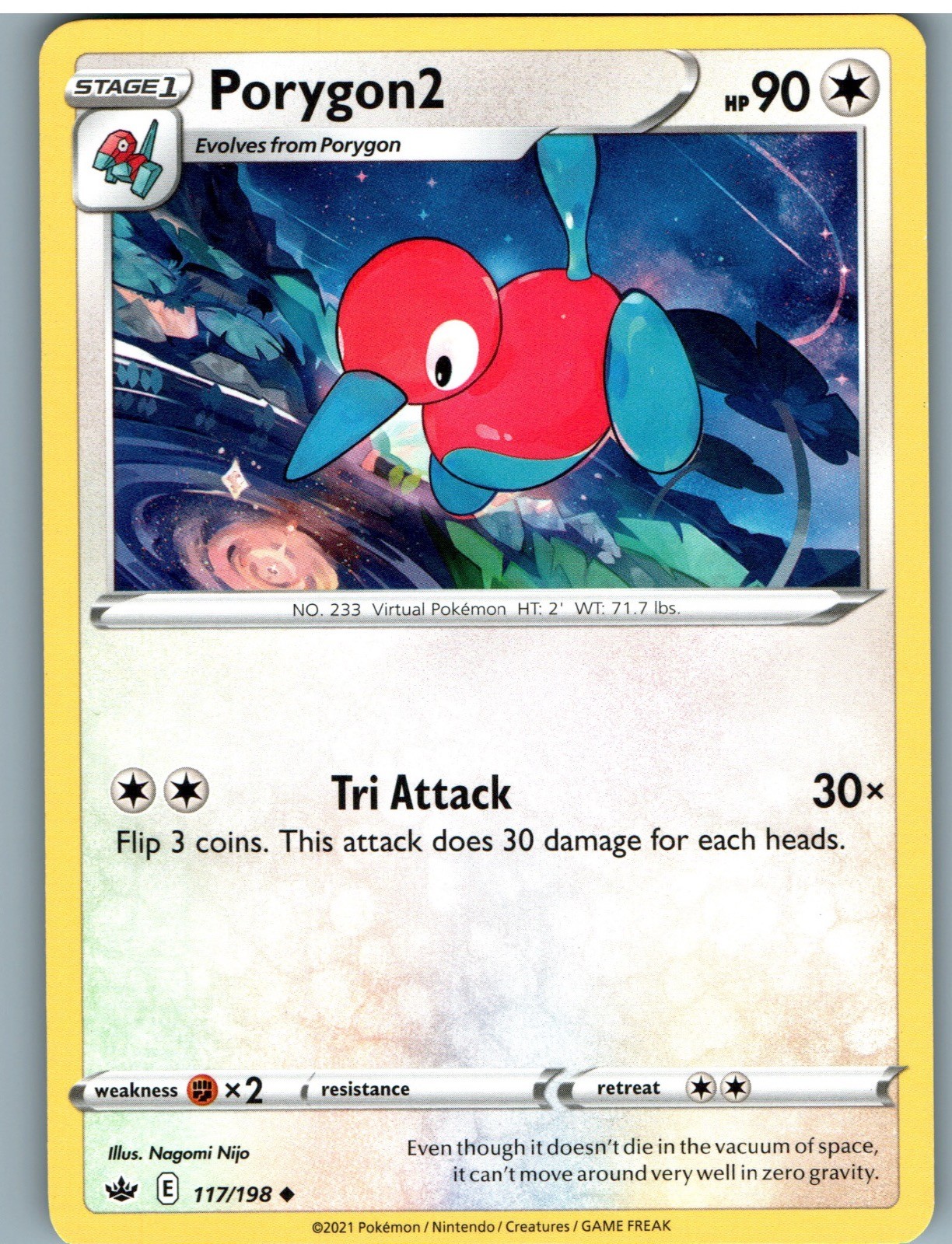 Porygon2 117/198 Pokemon Regno Ghiacciante Non Comune Giocato Leggermente