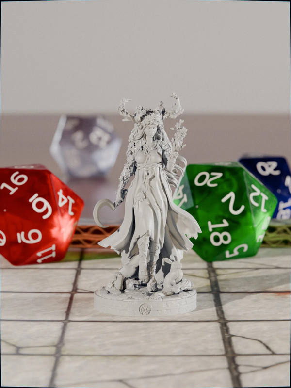 Miniatura 32mm in resina per D&D / GdR – 021 - Elfa/Mezzelfa Druida – Stampata in 3D