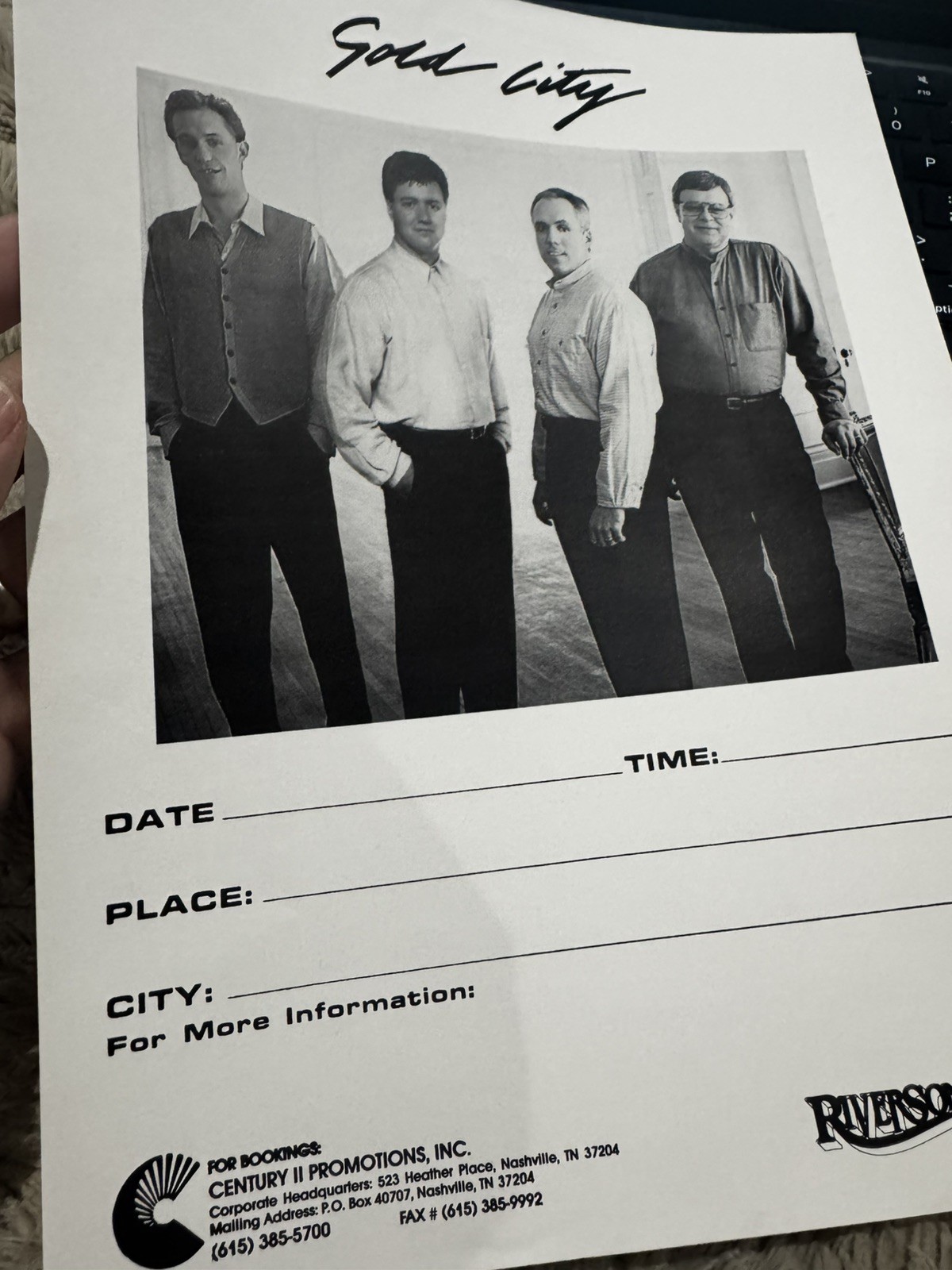 Super Rare Unused Gold City Quartet Concert Circa 1996 Poster Southern Gospel