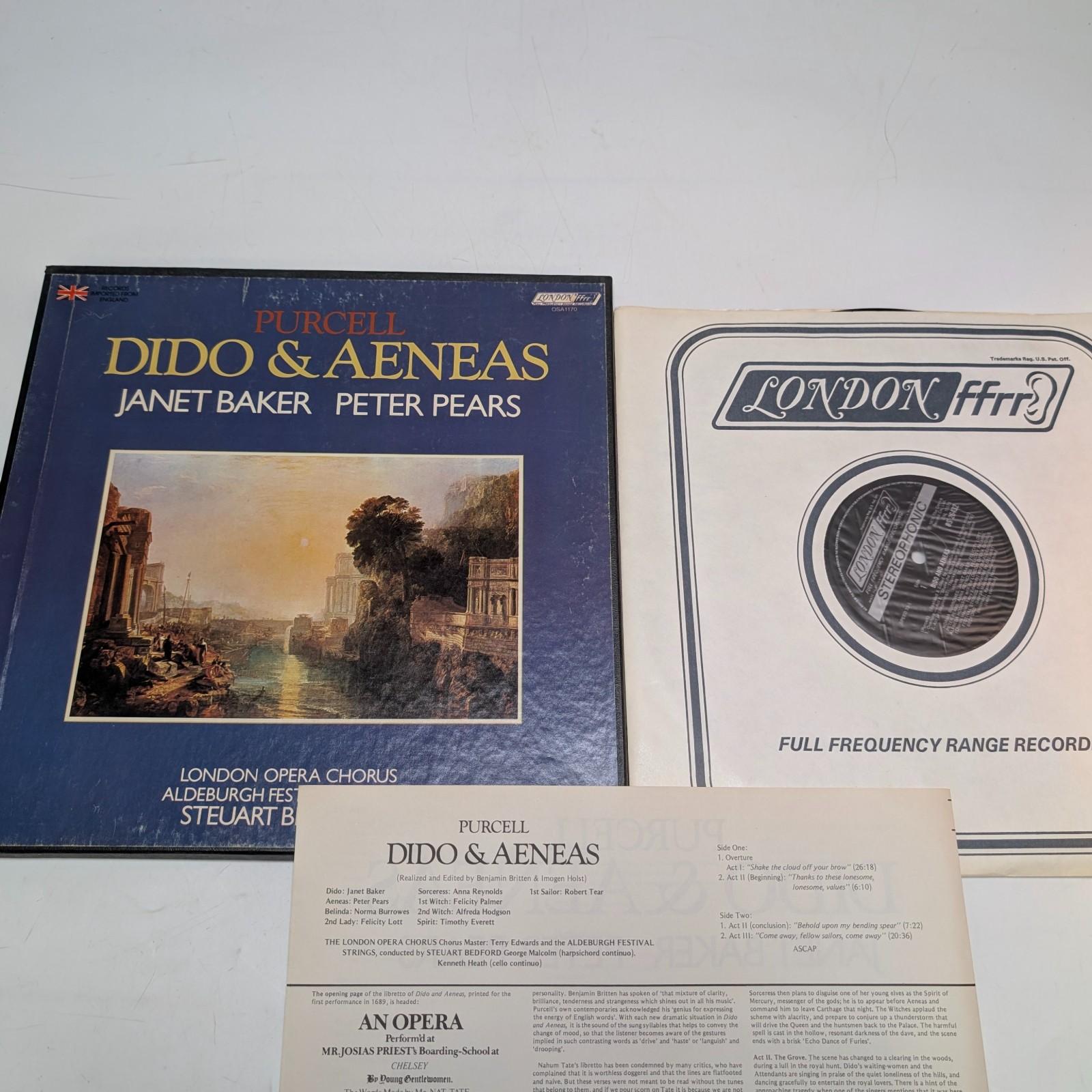 1978 Purcell Dido & Aeneas Janet Baker Peter Pears London fffr OSA 1170 Vinyl LP