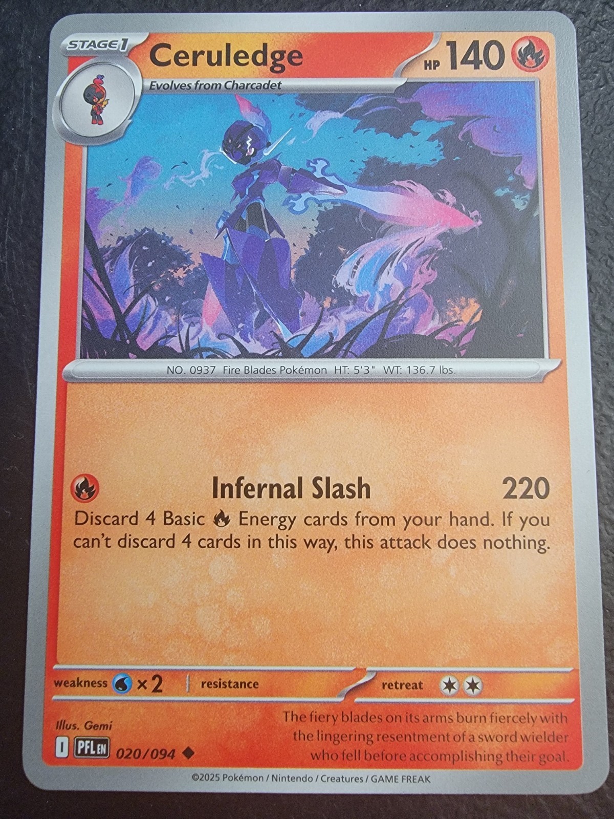 Pokemon TCG Ceruledge 020/094 Me02: Phantasmal Flames Regular NON-Foil
