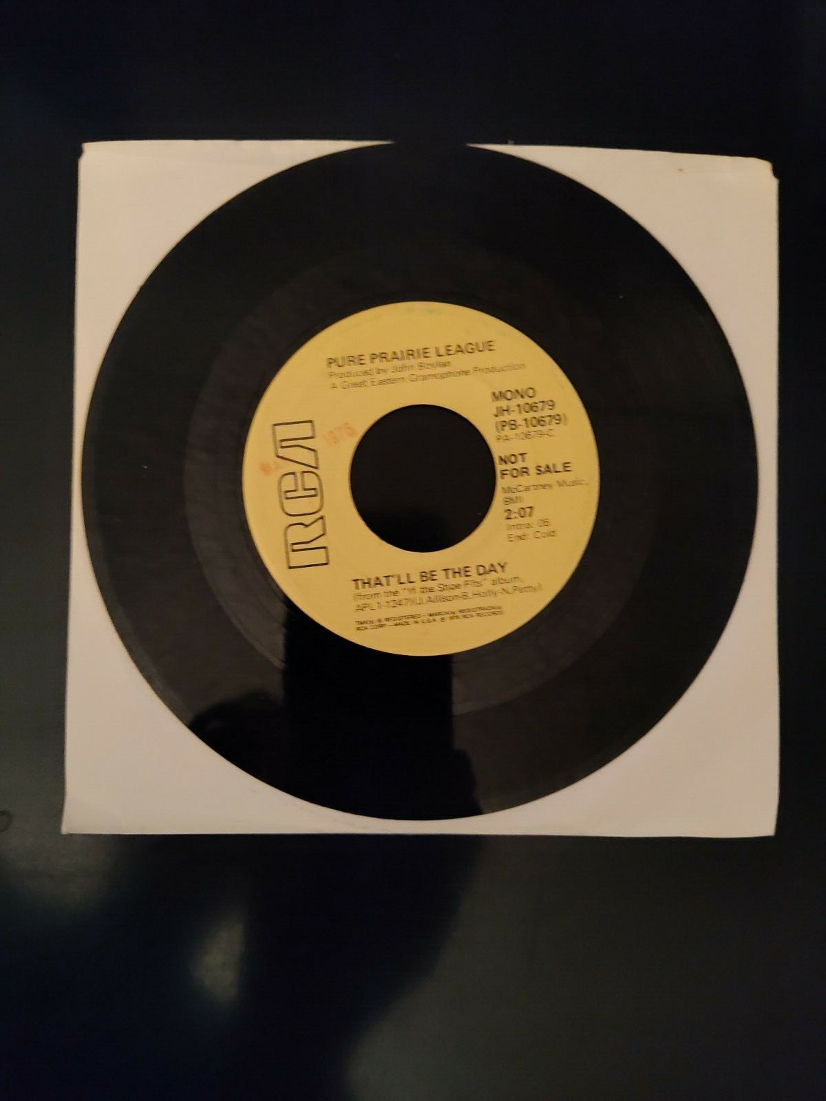 Pure Prairie League - That'll Be the Day (mono and stereo) 7" 45rpm Promo