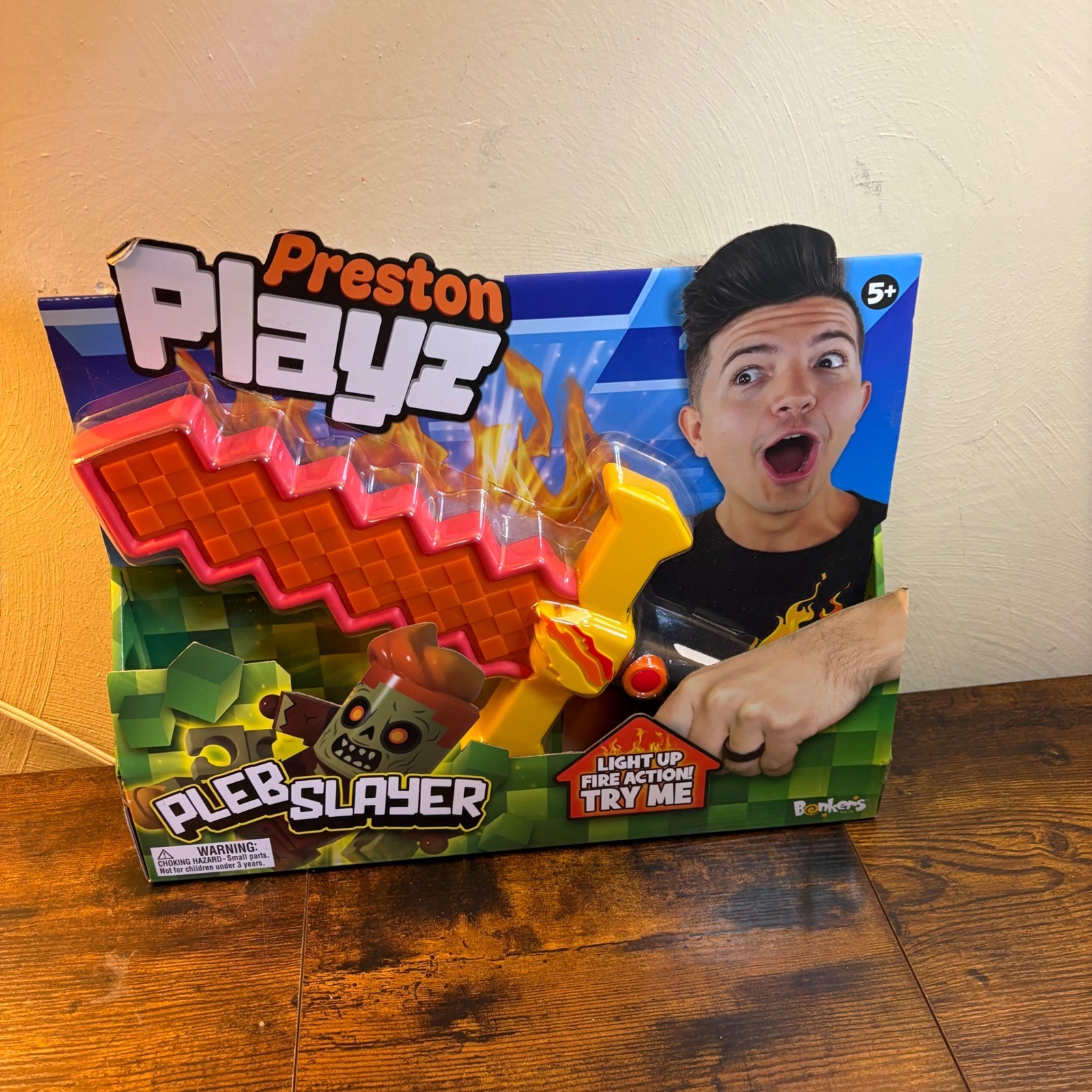 PrestonPlayz Pleb Slayer Light Up Fire Action Sword Toy Bonkers Toys New