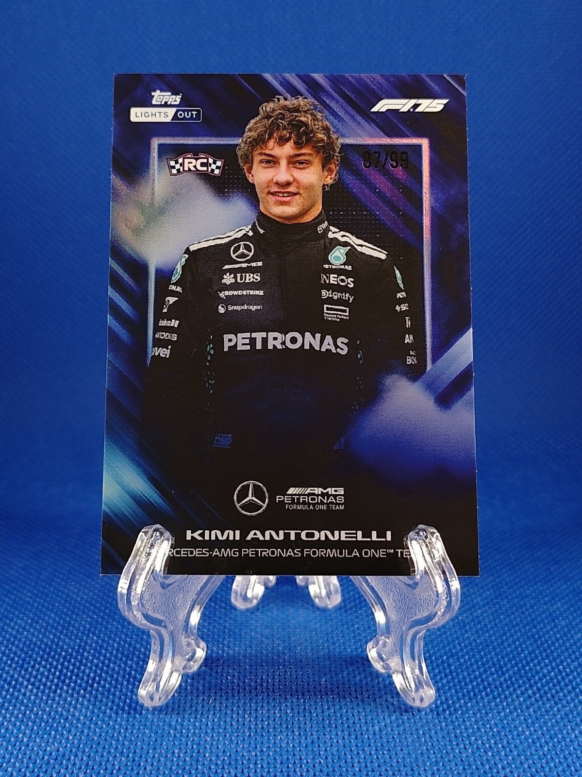 F1 Topps Lights Out 2025 Kimi Antonelli Driver RC Viola /99